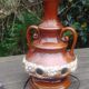 Vintage glazed ceramic lamp base from the 60s/70s with double lighting of medium size.