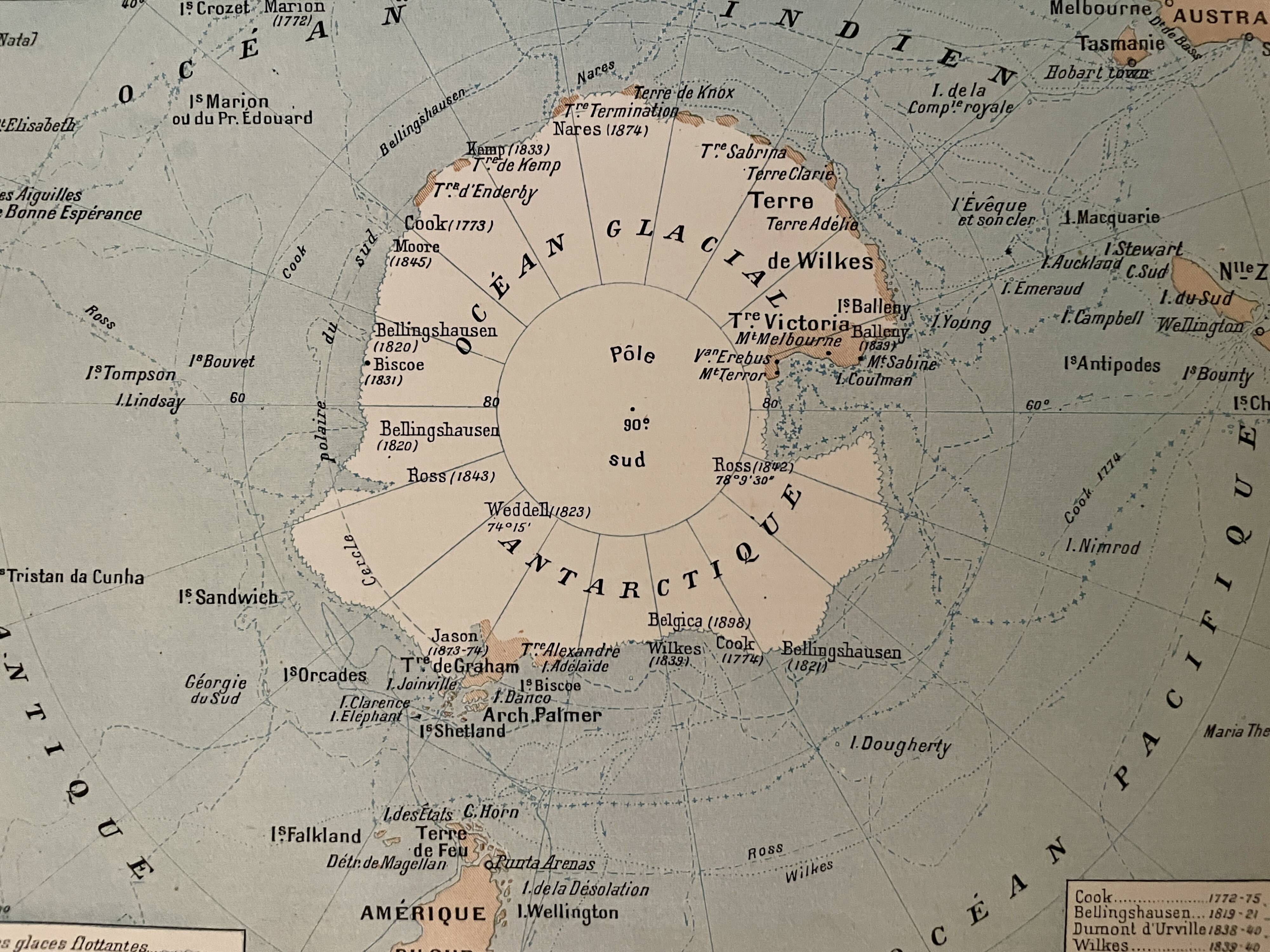 Lithograph map on the poles - 1900