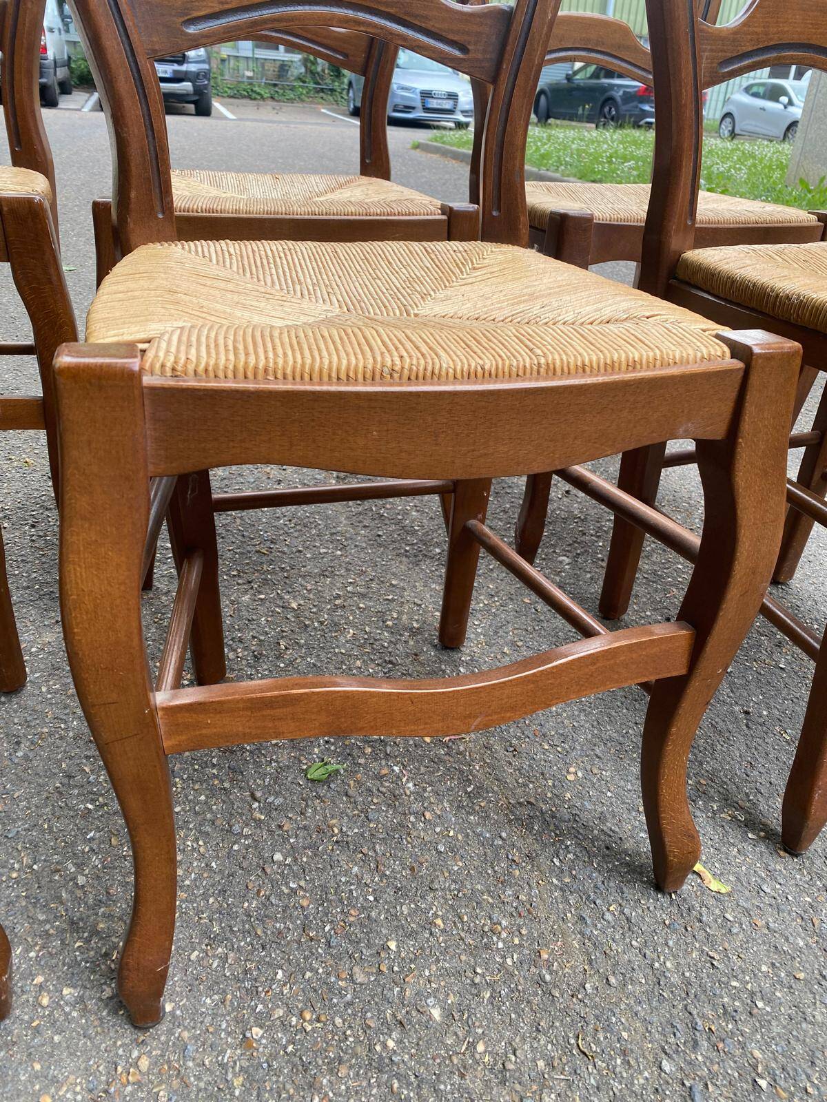 6 Louis Philippe chairs in solid wood and straw