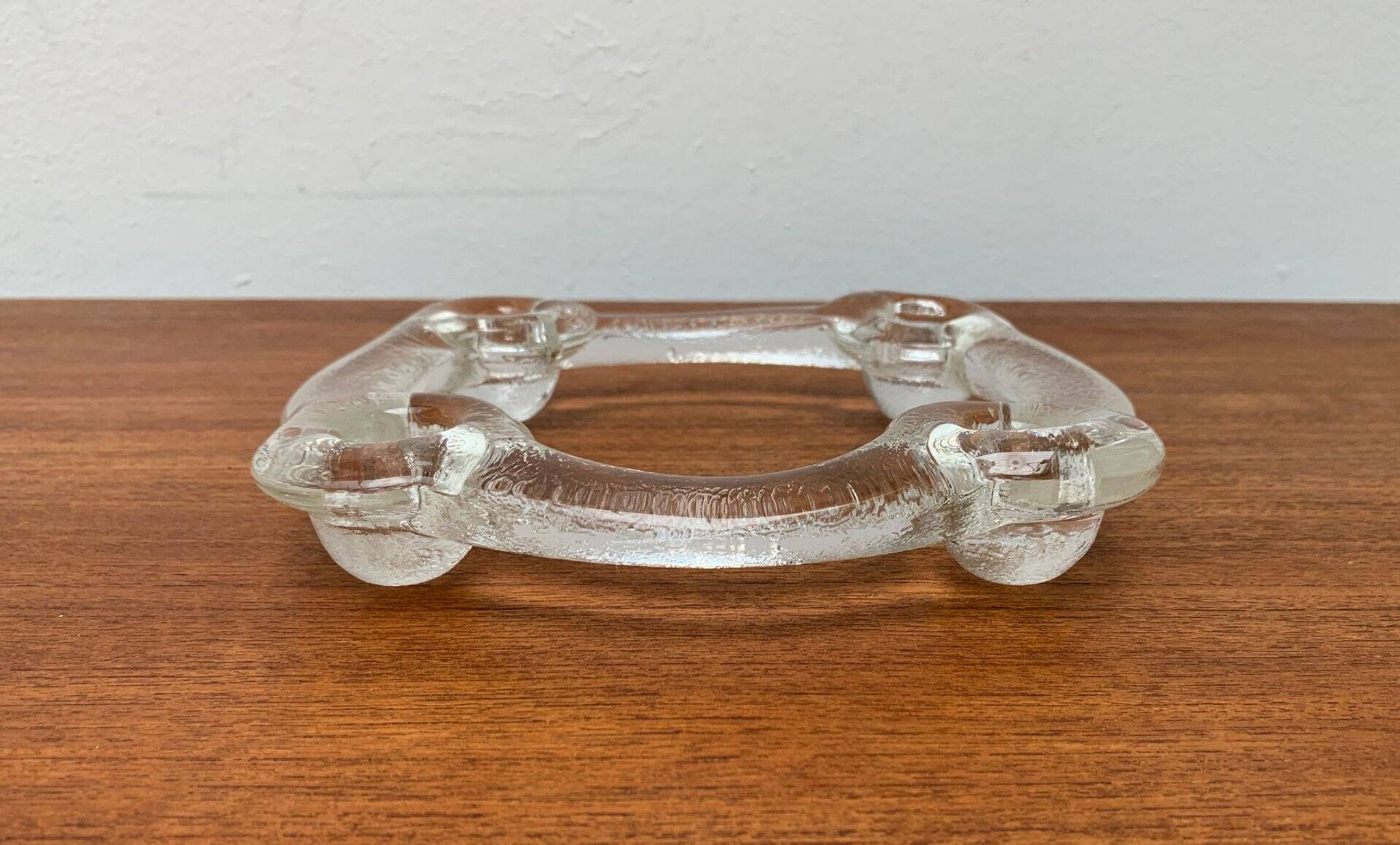 Swedish glass candle holder ring from Pukeberg, 1970s
