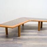 Boomerang coffee table, fossil marble, 70s