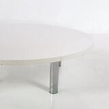 Table basse chromée et bois 1970