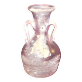 Vase amphore à l’antique en verre soufflé rose irisé – Murano Italie XXe