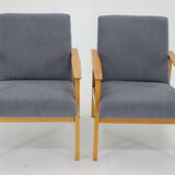 1960s Pair of Beech Armchairs, Czechoslovakia