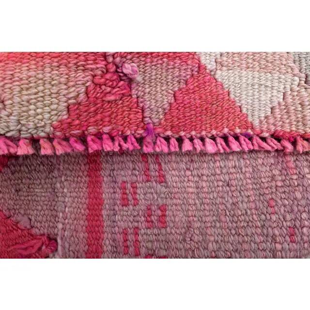 1970s Vintage Turkish Oushak Handmade Wool Cotton Pink Runner Rug 90x312