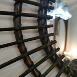 Vintage sun mirror in 60s dark rattan 56cm