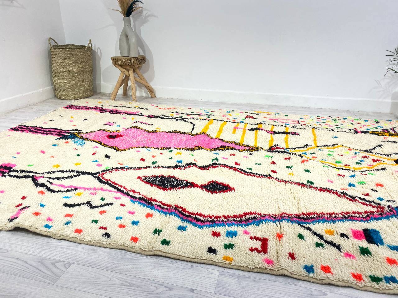 Colorful handmade wool Berber rug 320 X 180 CM