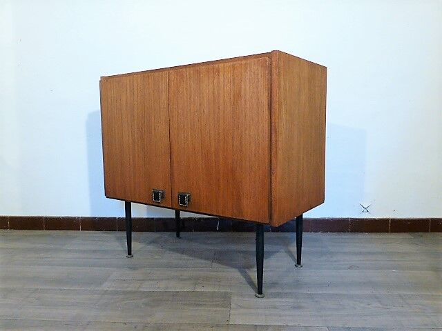 Piece of teak, brass and leather furnitur, Sab brand 1960