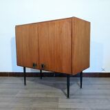 Piece of teak, brass and leather furnitur, Sab brand 1960