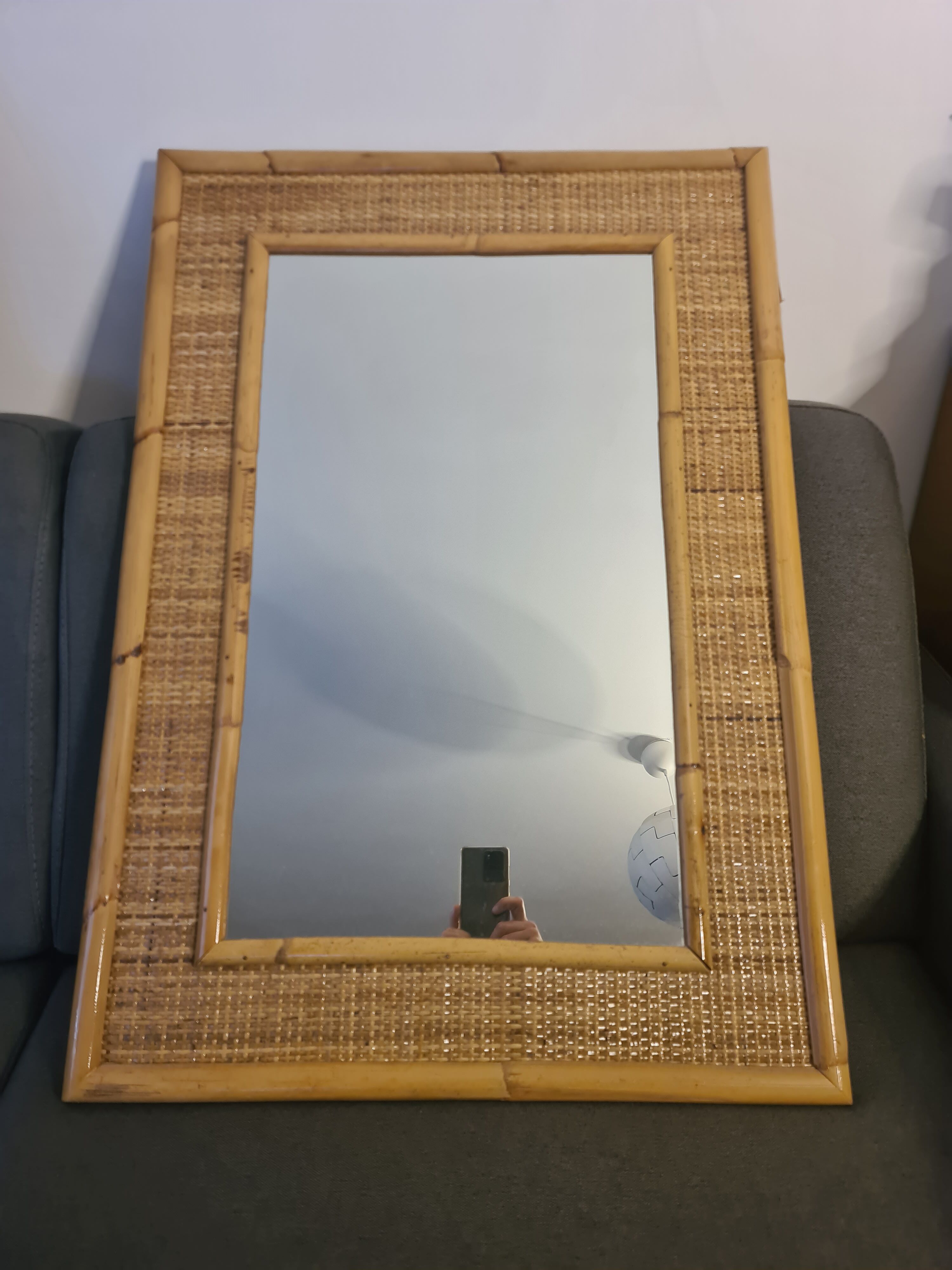 Vintage Mirror Dal Vera Bamboo Rattan 1970