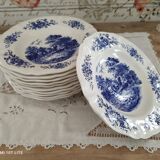 Set of 11 Sarreguemines soup plates Romantic blue model
