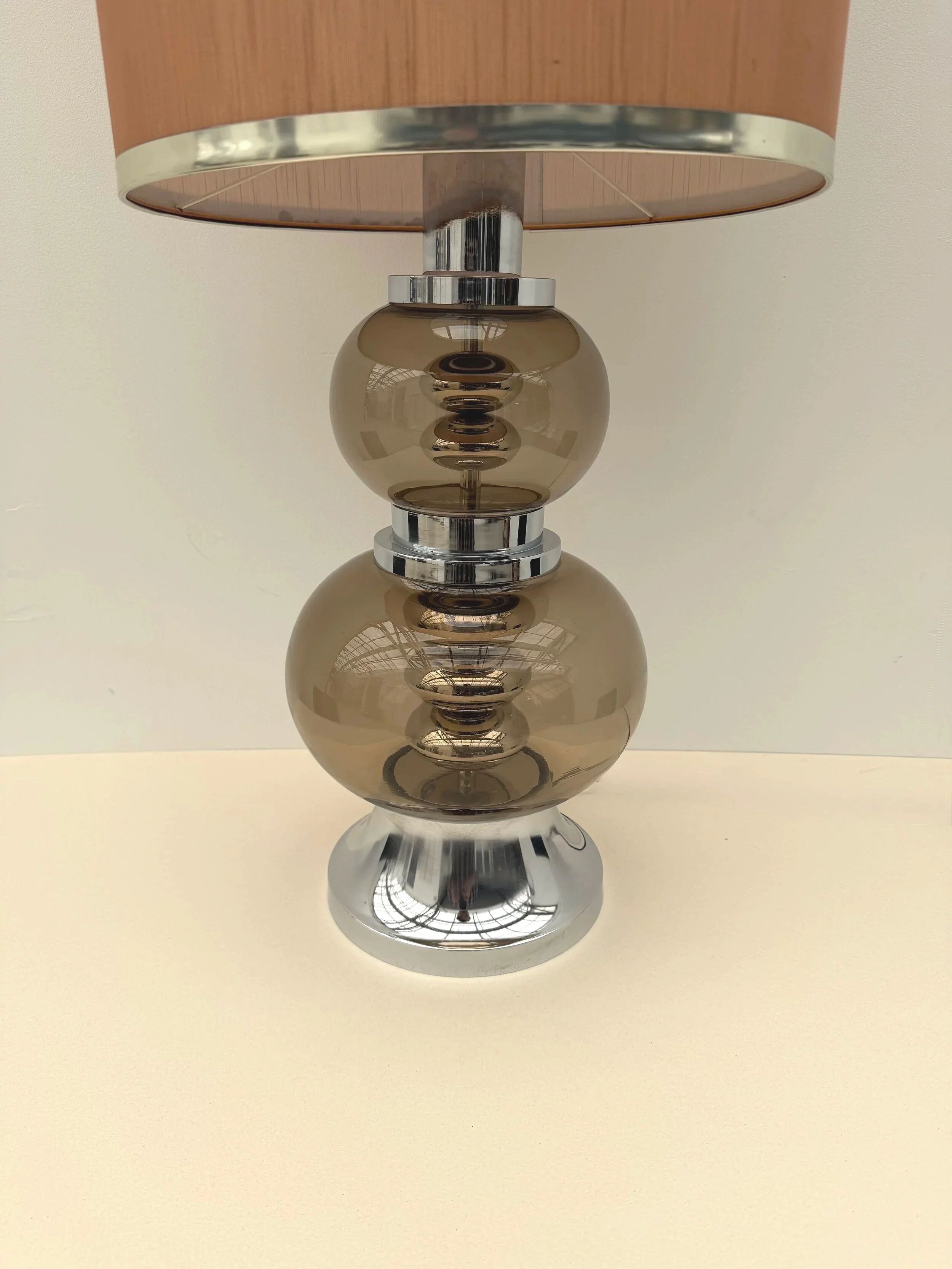 Joseph Richard ESSIG lamp in smoked glass and chrome, Germany 1970