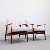 Mid-Century Ivory Boucle Armchairs by Henryk Lis, 1967