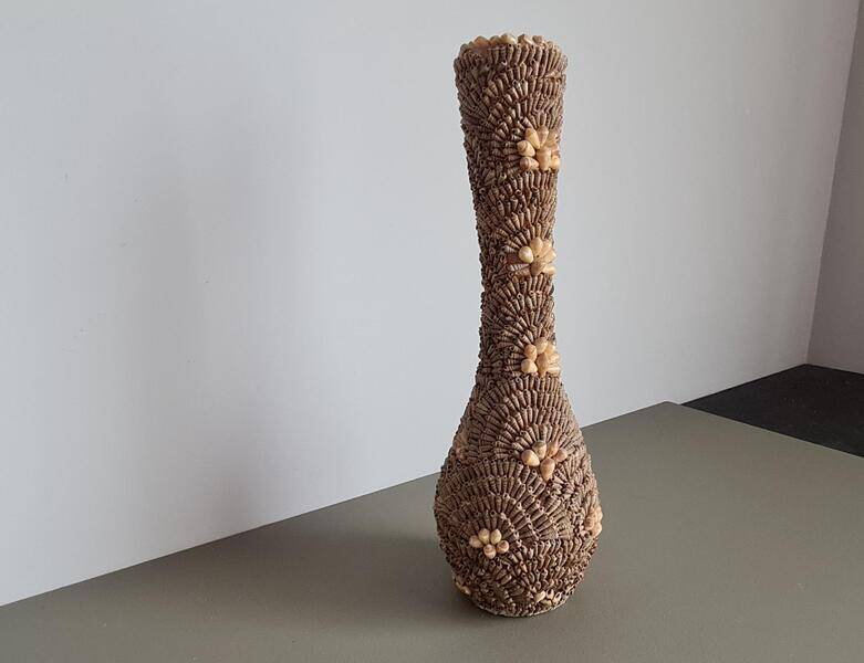 Vintage French shell vase 1960s brutalist coastal decor