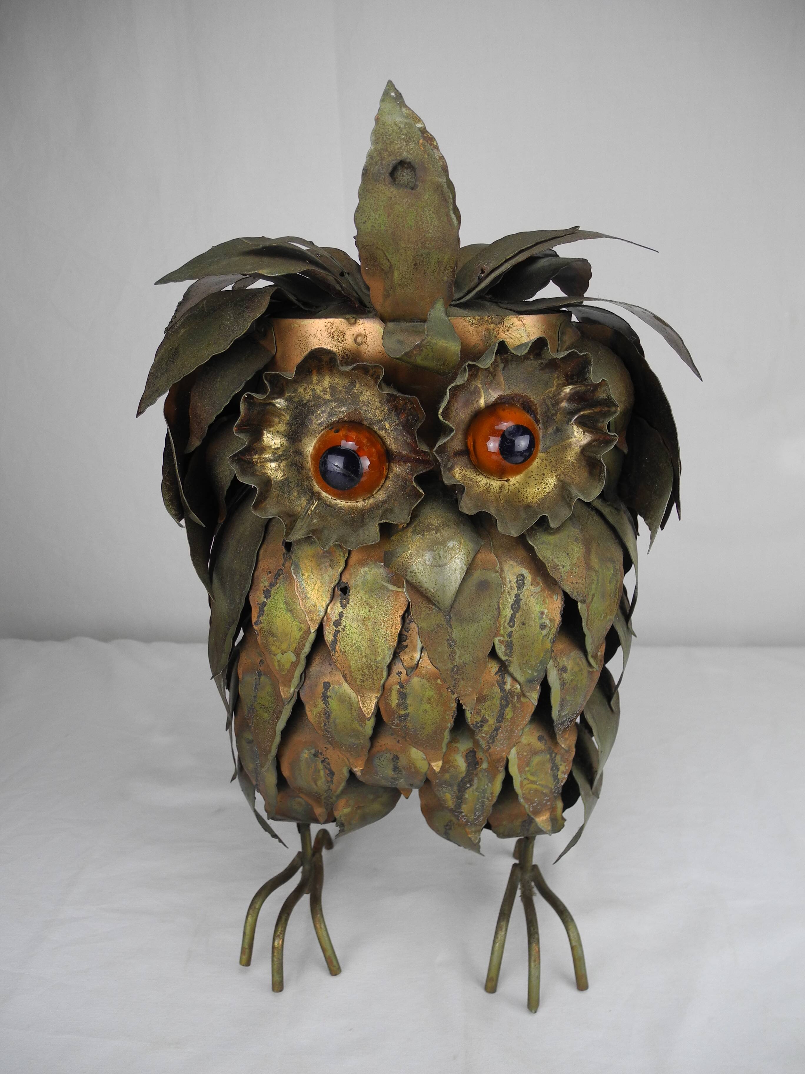 Brass owl sculpture vintage decoration brass owl statue