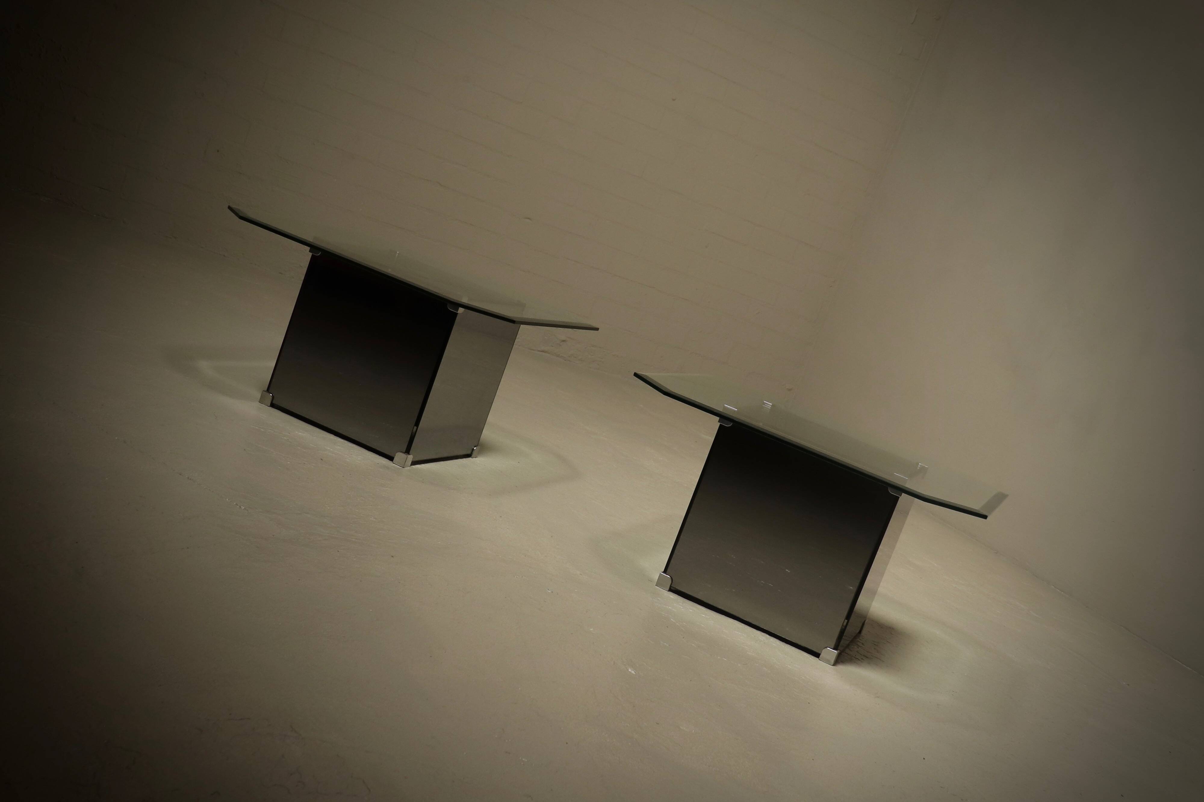 Pair of Mirrored Glass Coffee Tables 1980s