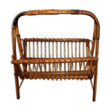 Porte-revues en rotin et osier vintage