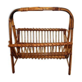 Vintage rattan and wicker magazine holders