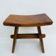 Brutalist Japandi style solid wooden stool, 1970s