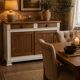 Buffet ancien bois naturel et lin