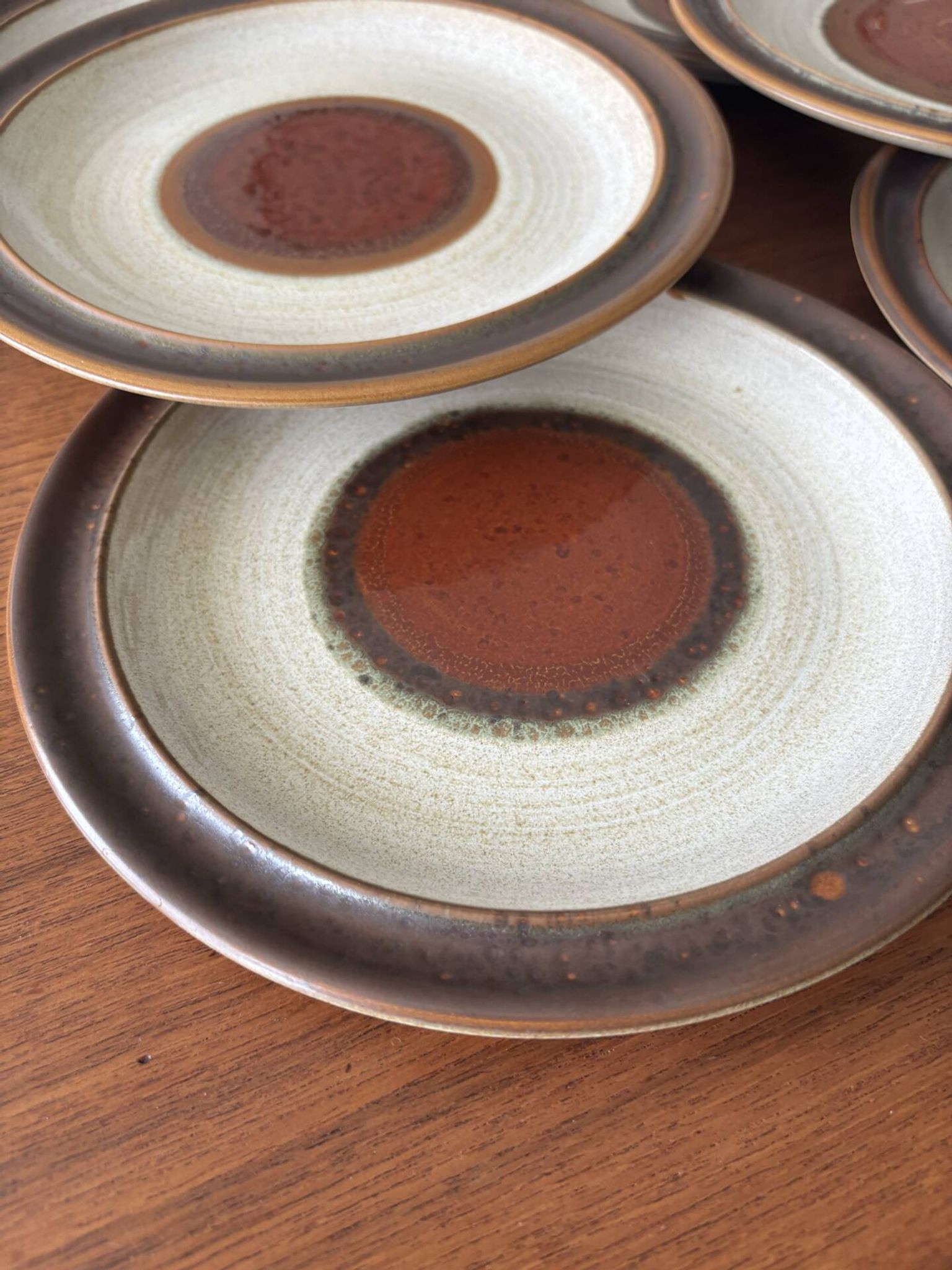 Lot of 6 vintage Denby England dessert plates – Brown glazed stoneware and