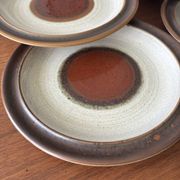 Lot of 6 vintage Denby England dessert plates – Brown glazed stoneware and
