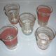 5 coloured glasses and gold edges