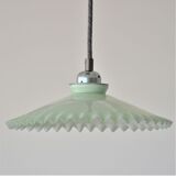Vintage suspension in opaline scalloped mint color with water