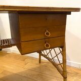 Vintage rattan dressing table desk
