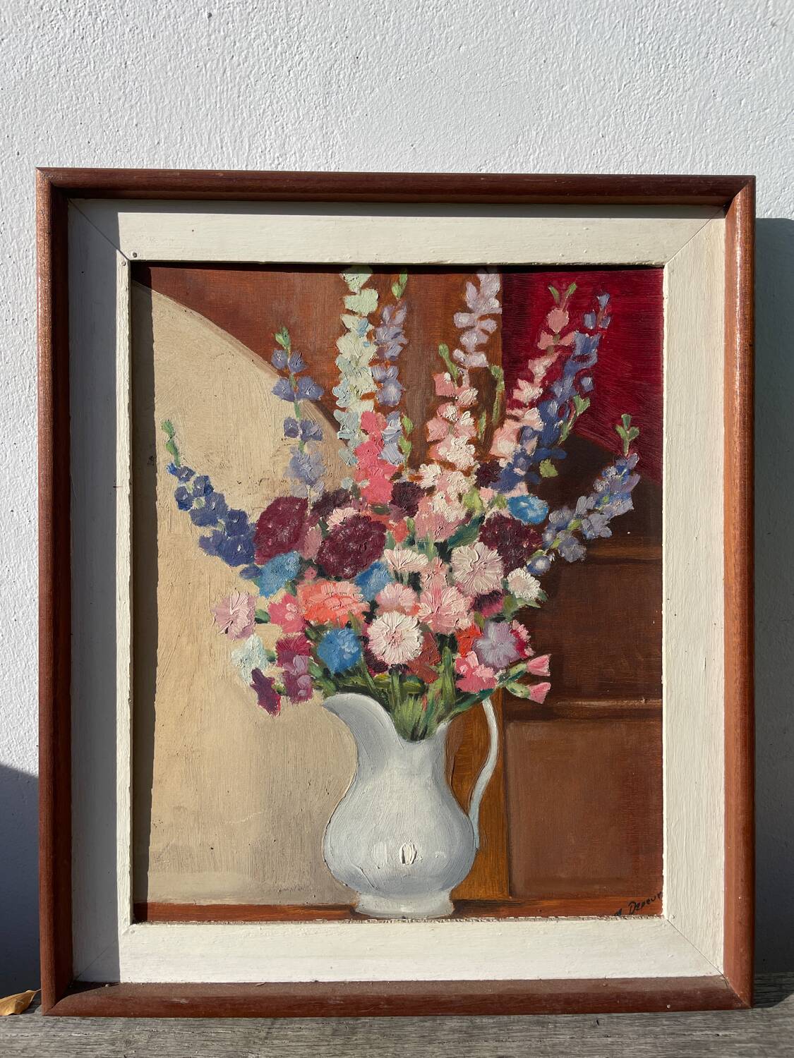 Bouquet of flowers signed old painting