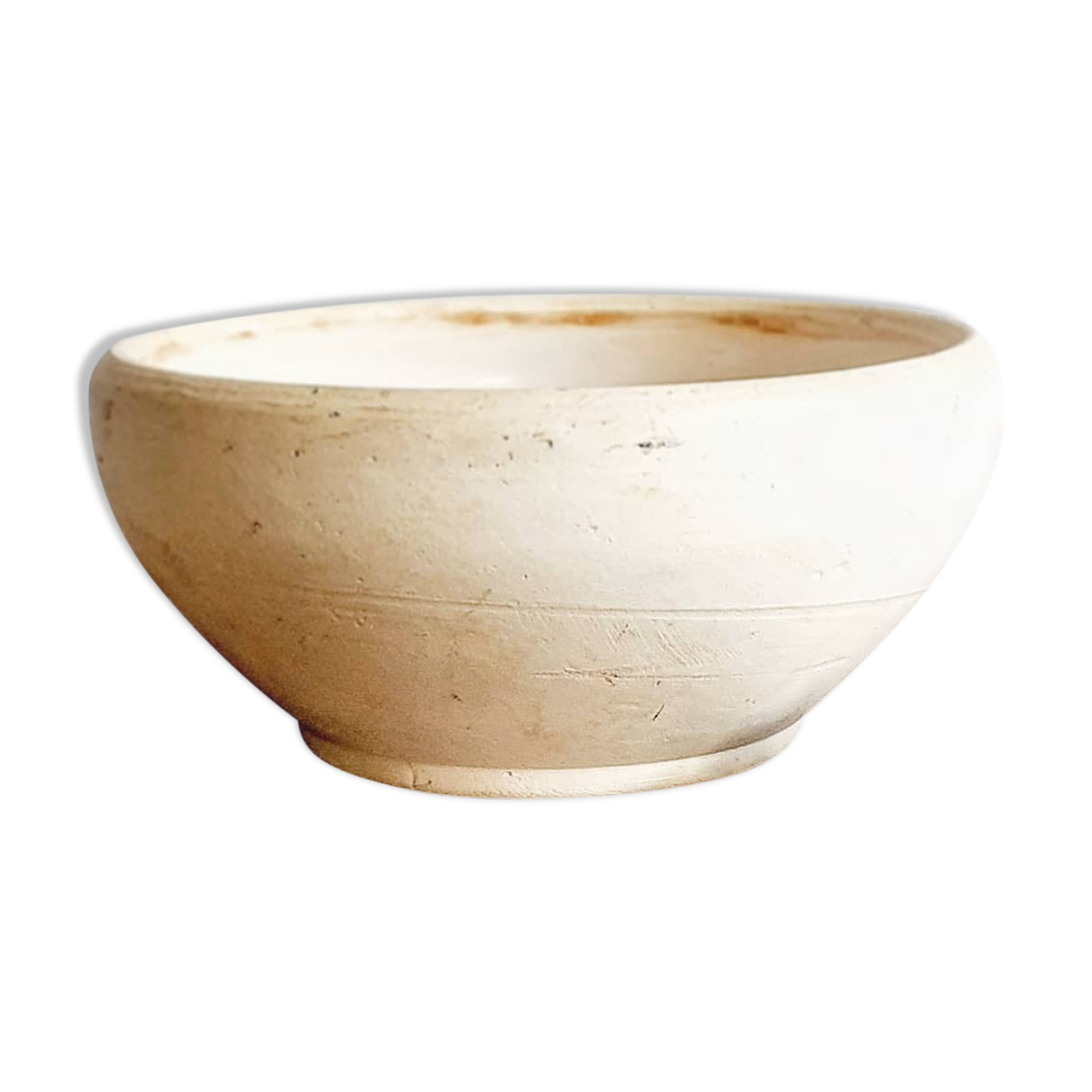 Plat creux saladier en grès beige