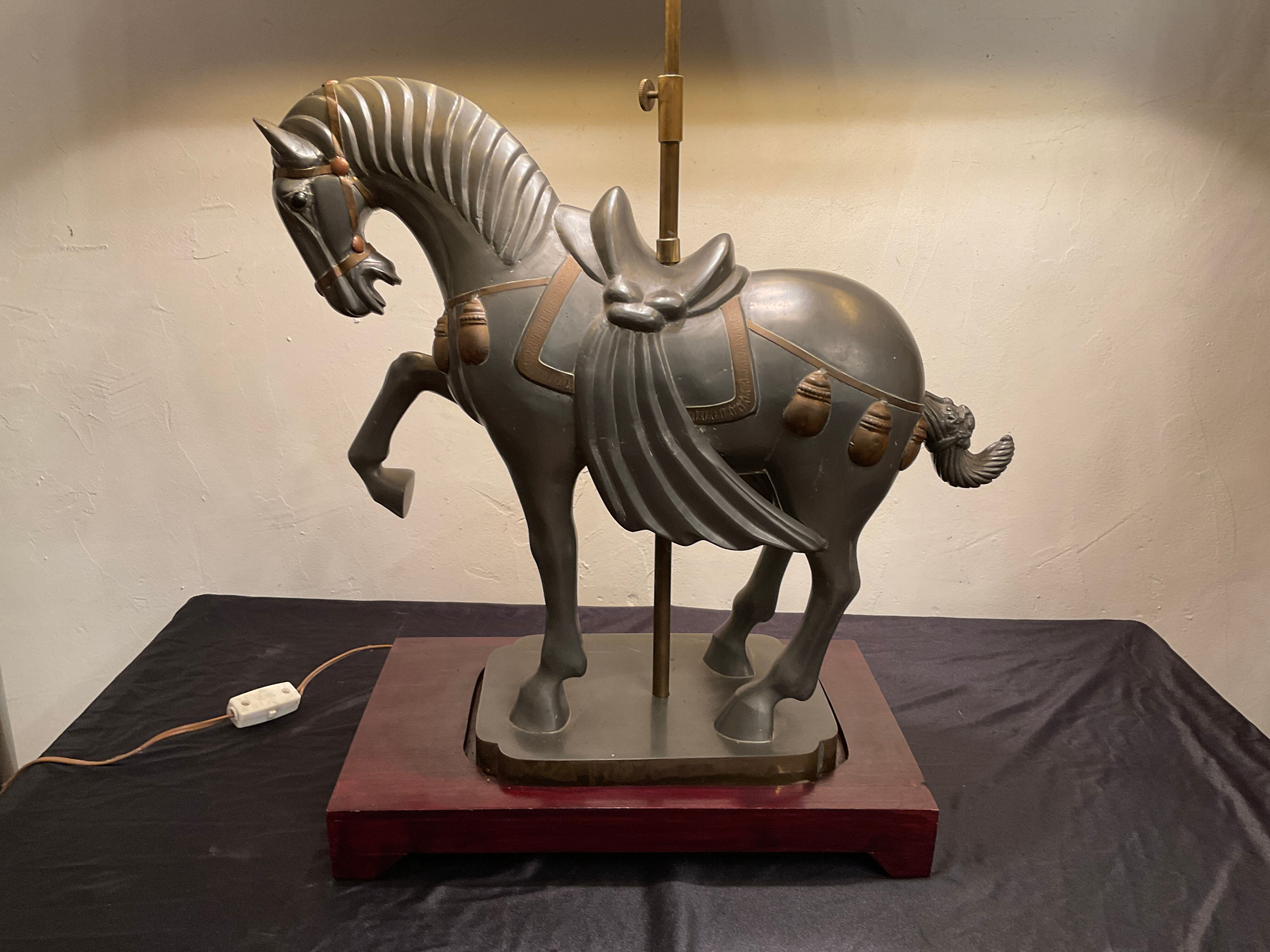 Large vintage horse plight in tin, H103 cm