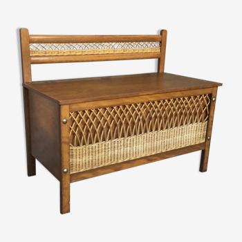 Coffre à jouet en rotin vintage 1960
