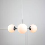 Vintage Italian Chrome and Opaline Sputnik Chandelier, 70s