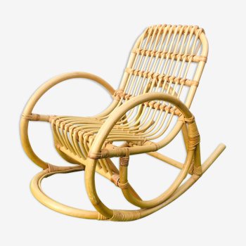 Vintage children's rattan rocking chair