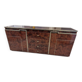 Vintage elm burl and chrome sideboard from the 1970s.