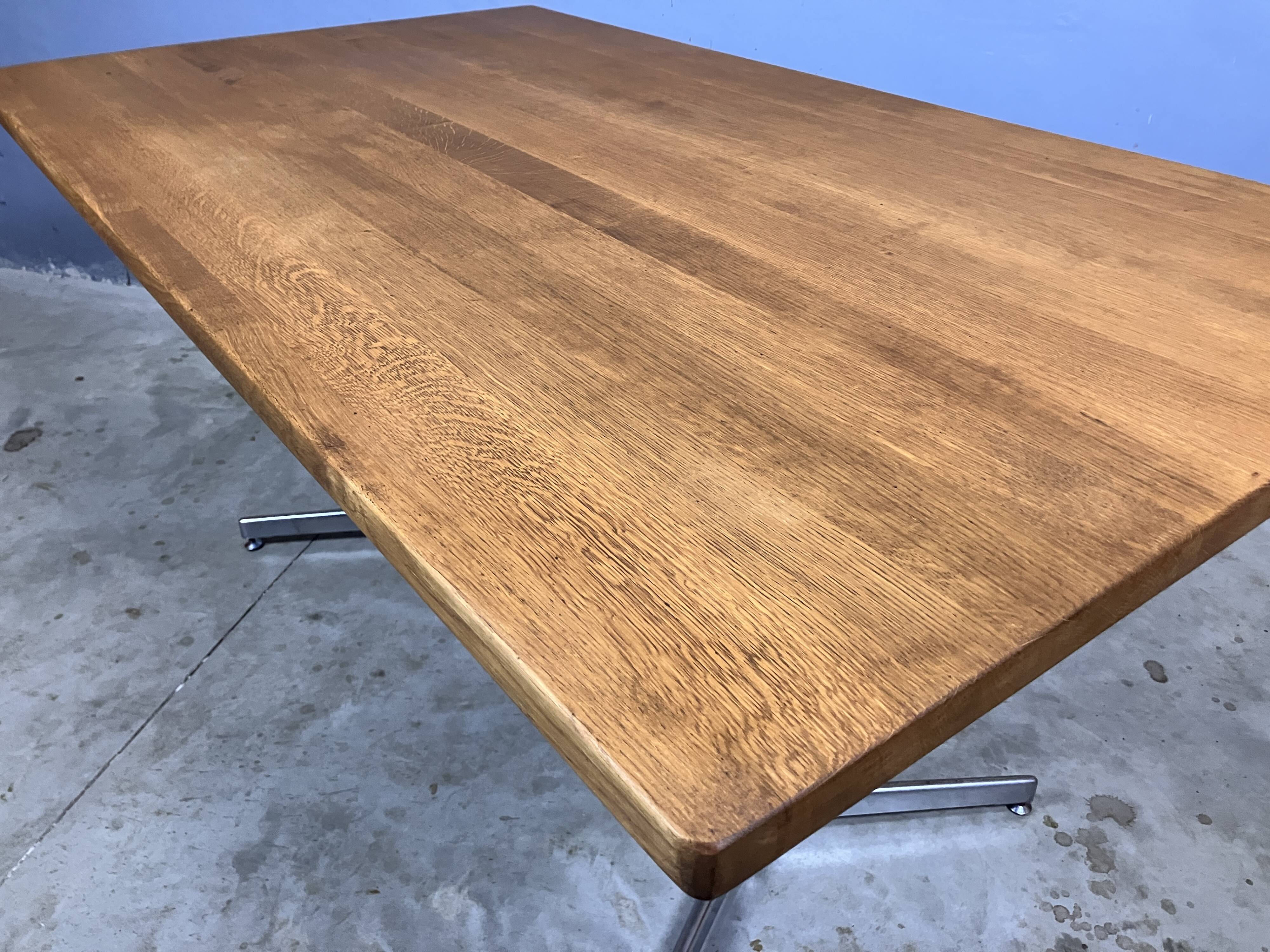 Vintage industrial table desk chrome oak