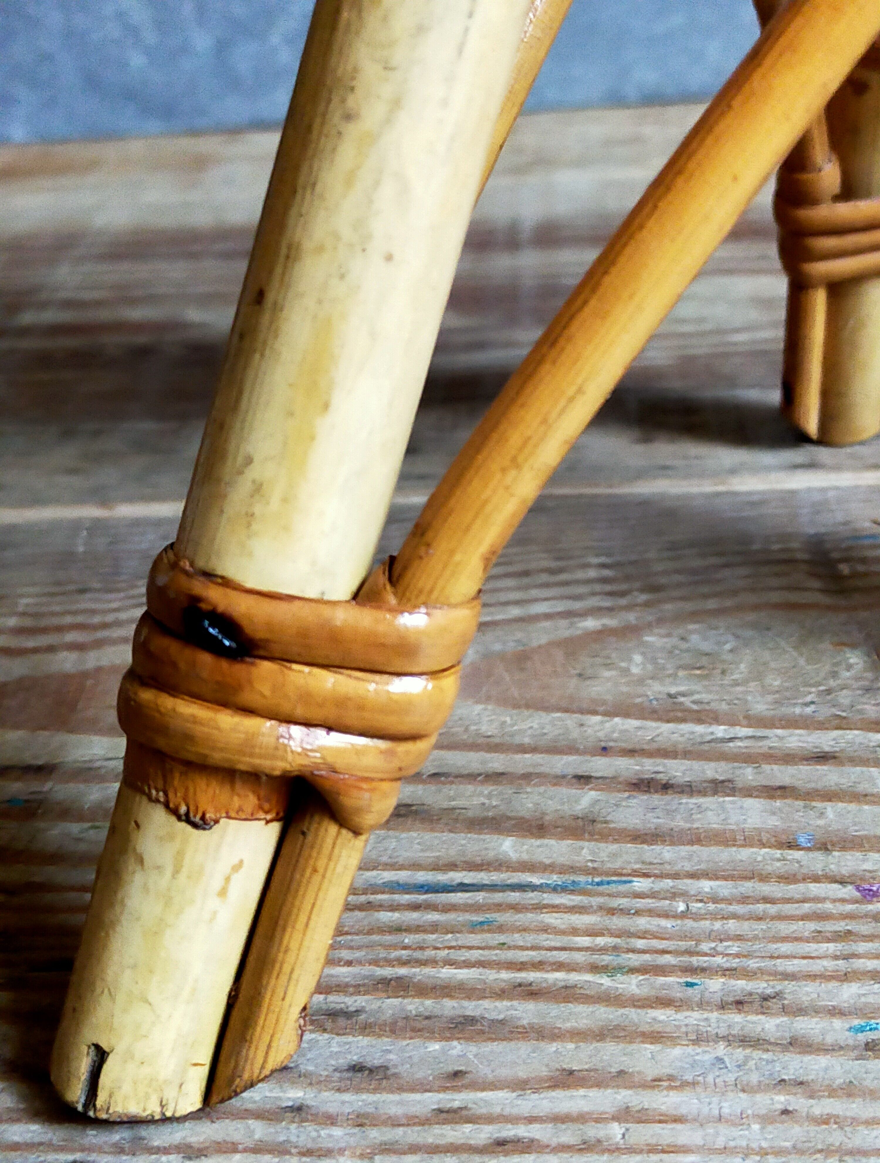 Rattan tripod plant holder harness 50s