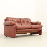 Coronado two-seater sofa by Tobia Scarpa in cognac leather, 1969