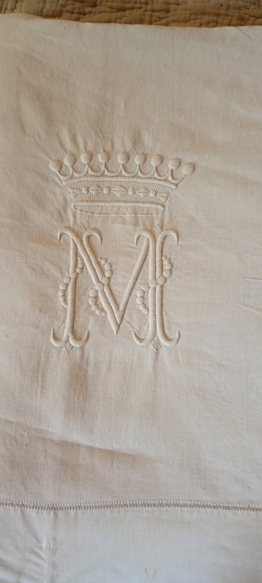 Old monogrammed fabric