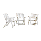 Lot of 3 wooden folding garden chairs - vintage