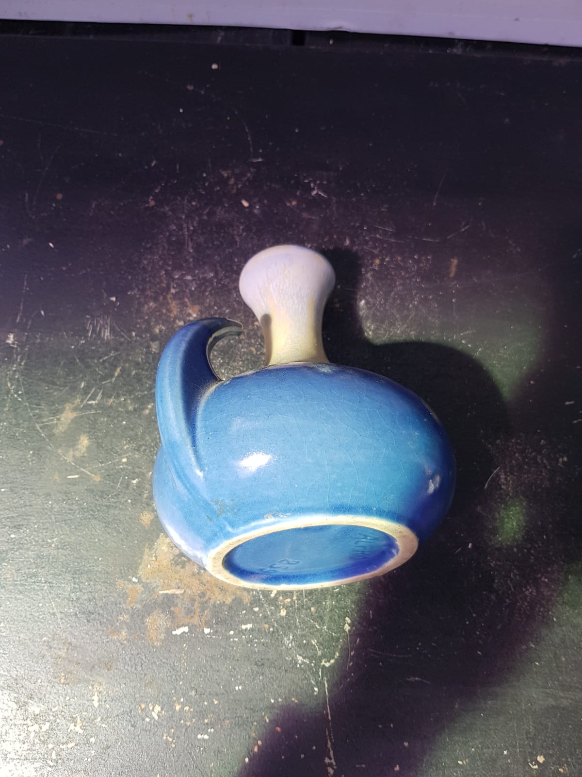 Old vase alpho ceramic blue 1970