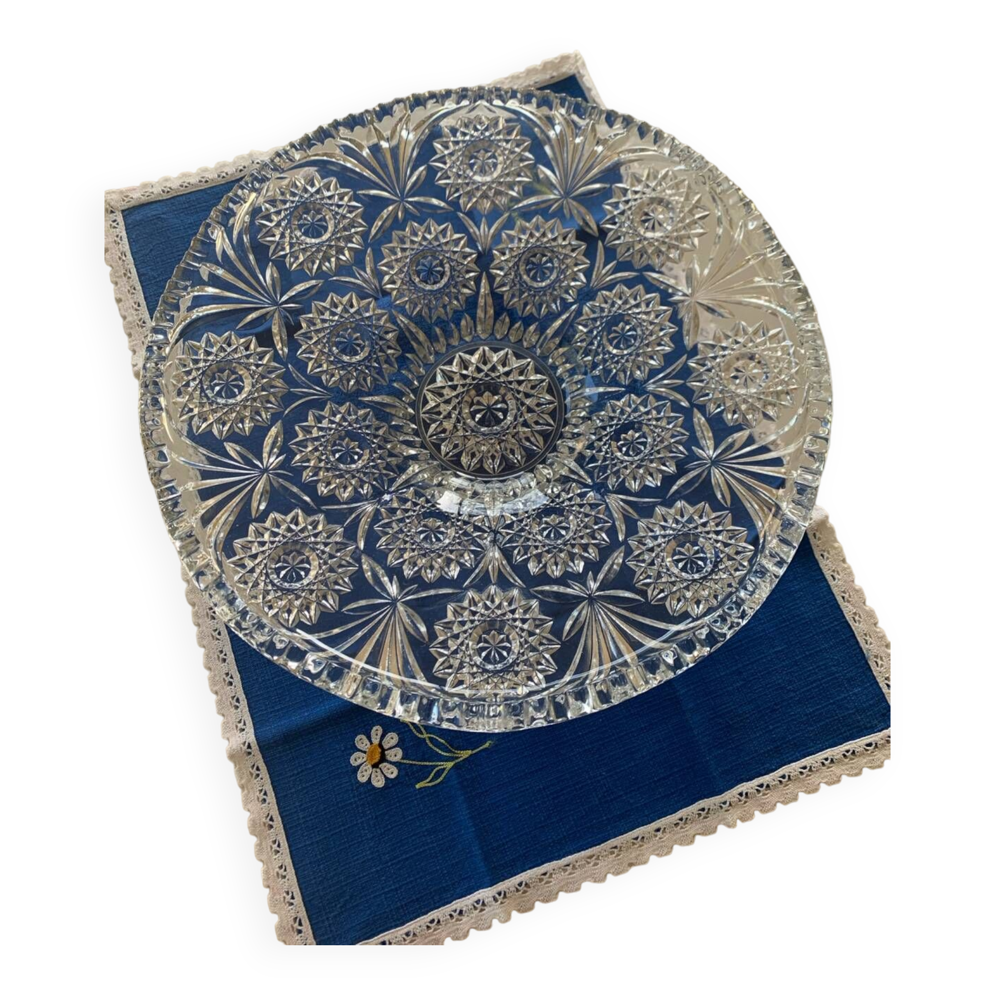 Chiseled glass fruit bowl