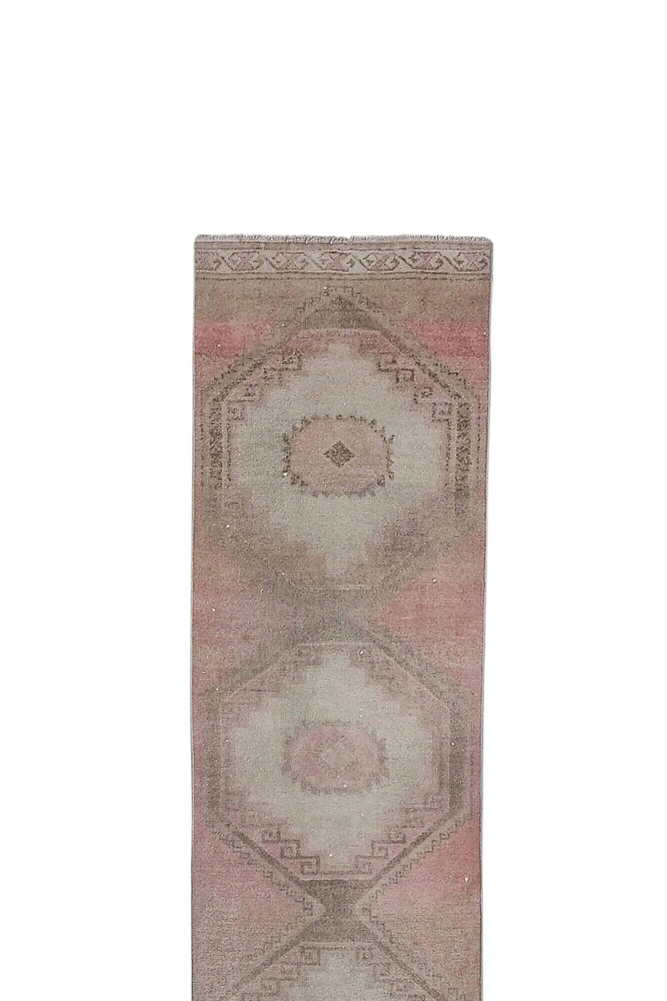 Vintage Turkish hallway rug 84x765 cm