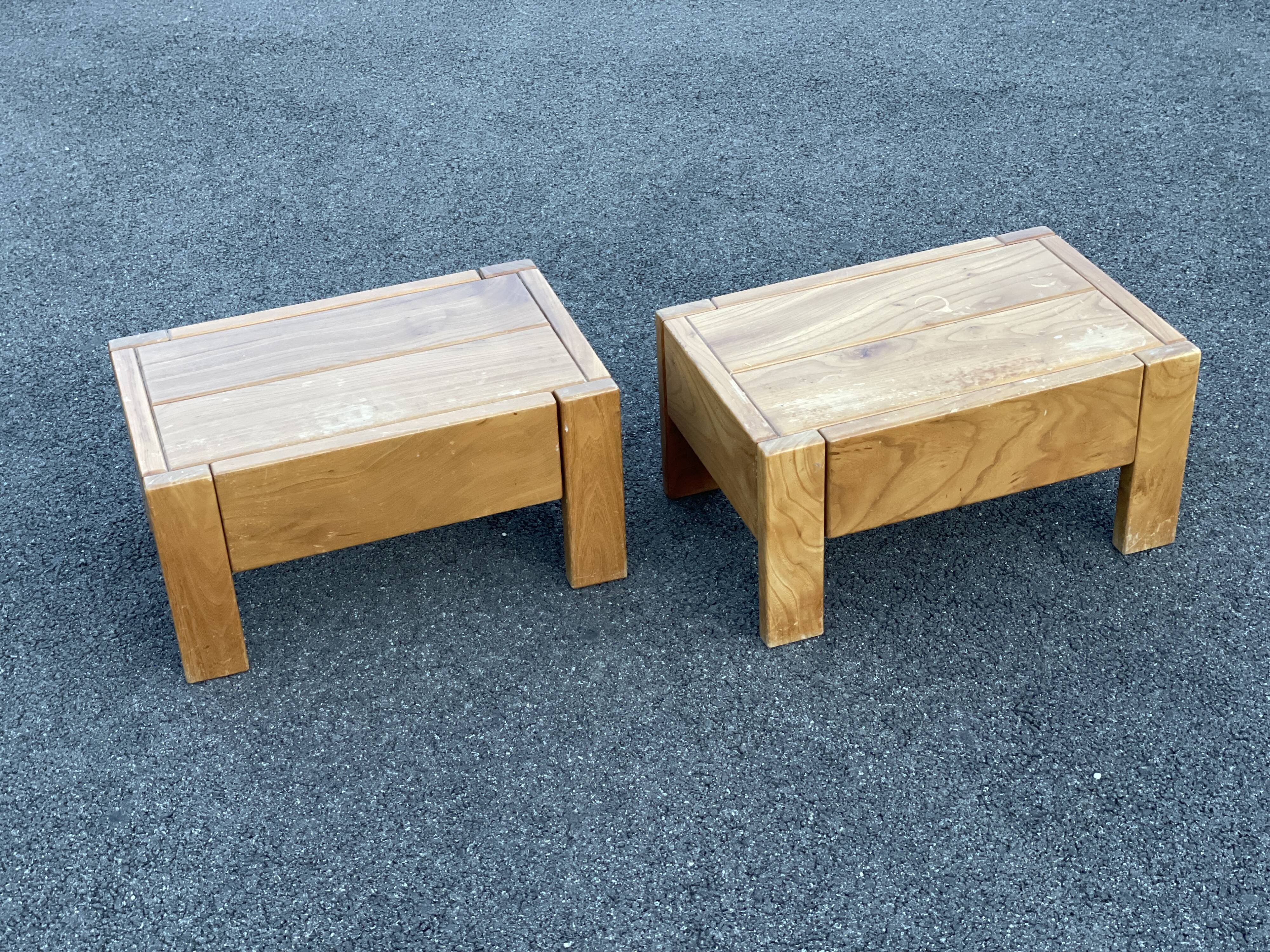 Pair of bedside tables vintage solid elm home revived bedside table