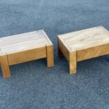 Pair of bedside tables vintage solid elm home revived bedside table