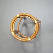 3 x tabourets en bambou avec lacets en cuir / années 70