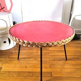 Coffee table wicker and metal design 60s