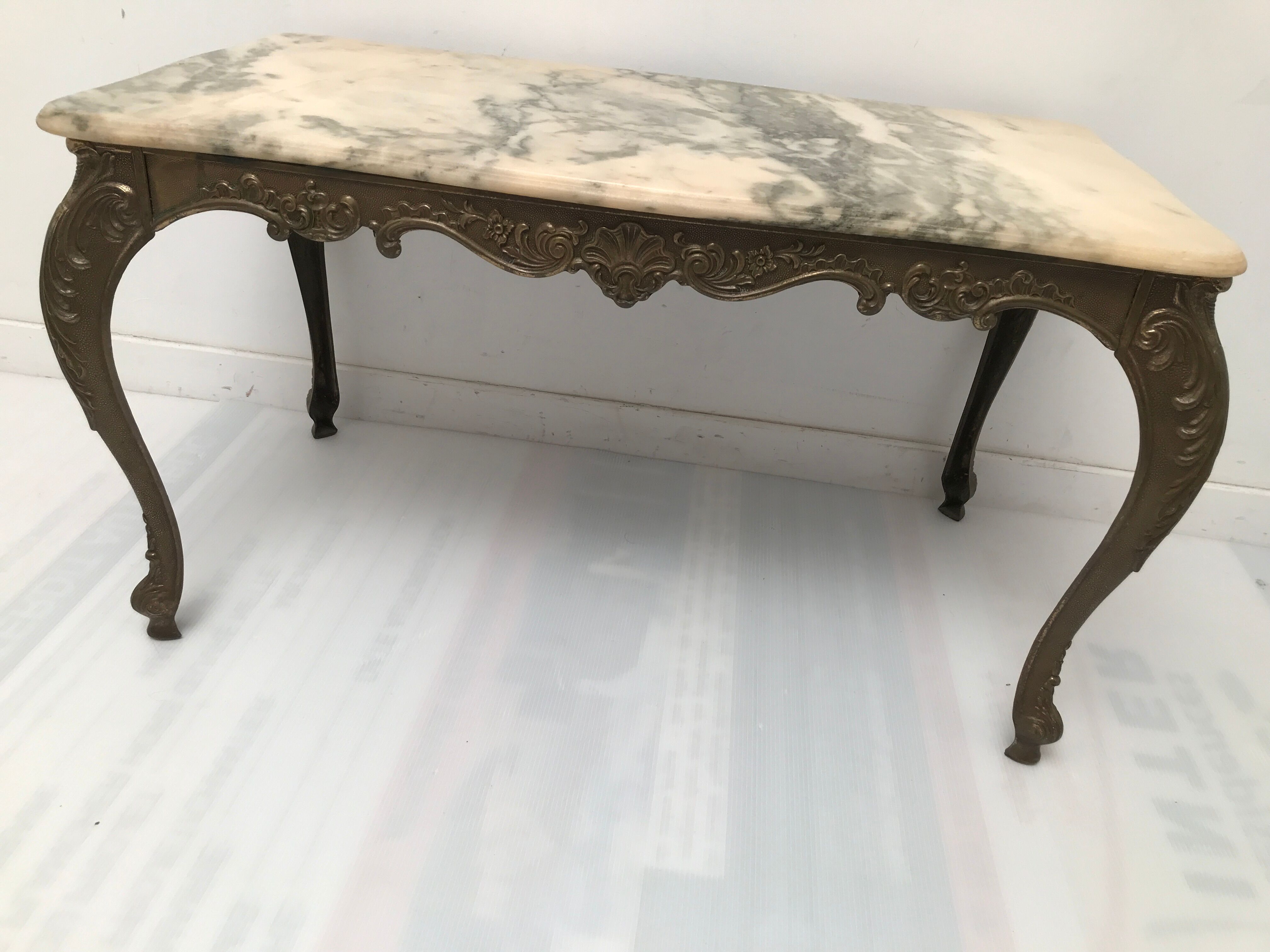 Louis XV style marble and brass coffee table