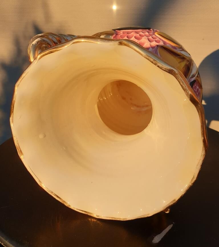 Vase Vallauris 1950 rose noir et jaune